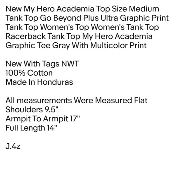 New My Hero Academia Top Size Medium Tank Top Go Beyond Plus Ultra Graphic Print - Picture 2 of 5